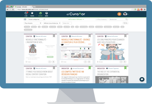Visuel écran d'elCurator, outil de curation de contenu