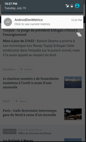 (1) AndroidDevMetrics live notification