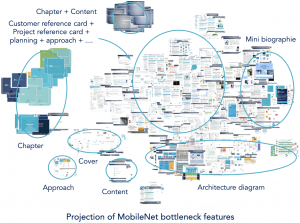 Projection of the MobileNet bottleneck features in the 2D space.