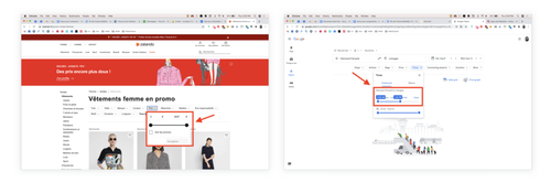 Screenshot Google Flight et Zalando