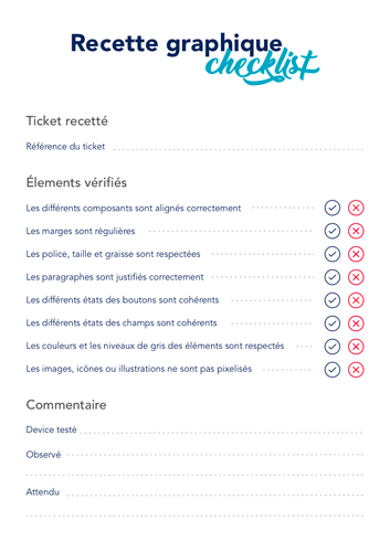 Checklist recette graphique