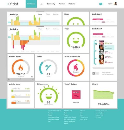 Le tableau de bord Fitbit