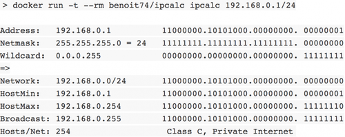 Output de la commande ipcalc